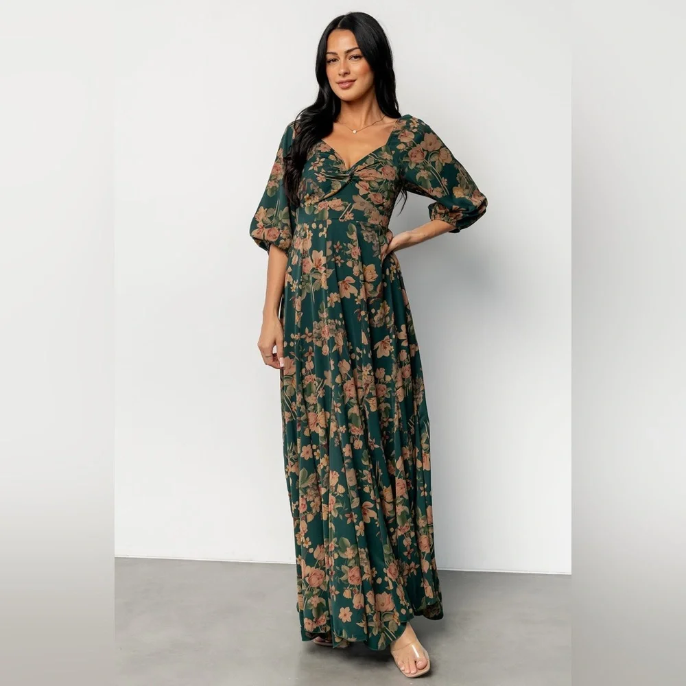 Baltic Born Forest Green Floral Maxi Dress - Picture 1 of 6